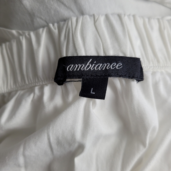 AMBIANCE Top Blouse Off The Shoulder 3/4 Sleeve Whit3 Sz Large - Picture 7 of 8